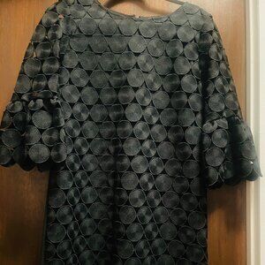 Ann Taylor Black Geometric Overlay Dress 3/4 Bell Sleeve, Size 4 Bundle Option